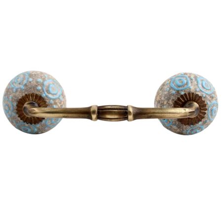 Blue Circles Crackle Ceramic Bridge Handle